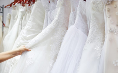 Row of wedding dresses