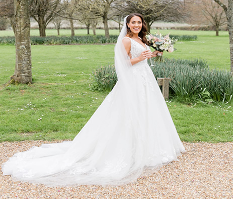 Wedding dress in a park