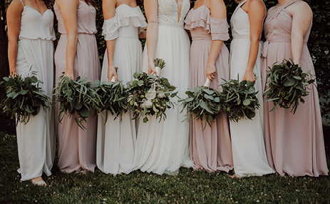 Wedding dress row outside